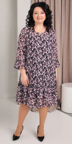 Сукня Lubira 2533 (Чорний-рожеві квіти)